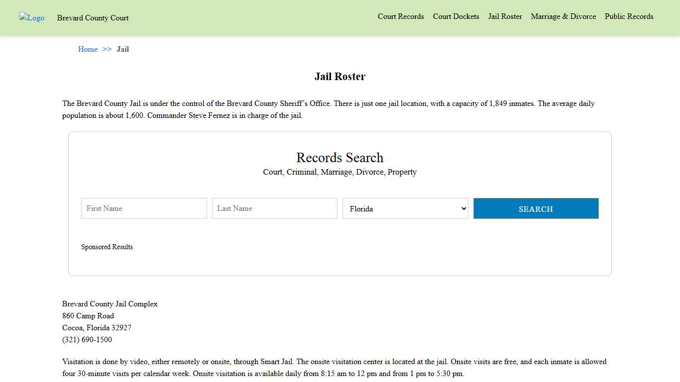 Jail Roster | Brevard County Court