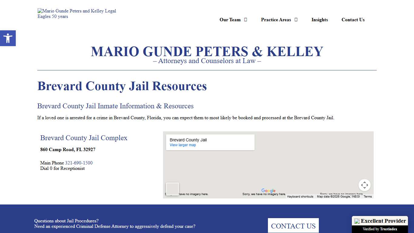 Brevard County Jail Resources - Mario Gunde Peters & Kelley