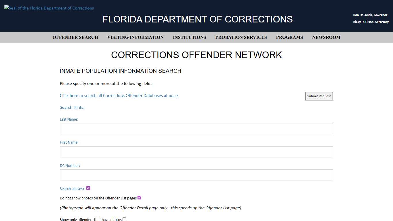 Inmate Population Information Search
